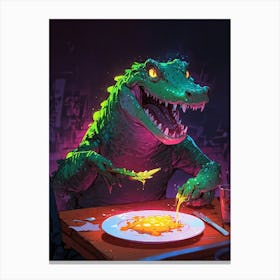 Alligator At The Table 1 Canvas Print