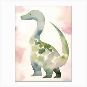 Baby Diplodocus Dinosaur Watercolour Illustration 1 Canvas Print