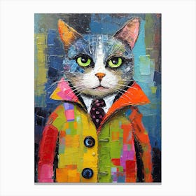 Meowdel Moments; Cat Couture In Oil Canvas Print