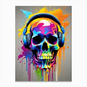 Skull With Headphones 105 Canvas Print