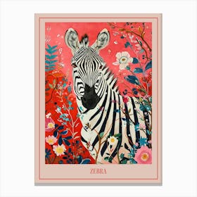 Floral Animal Painting Zebra 4 Poster Canvas Print