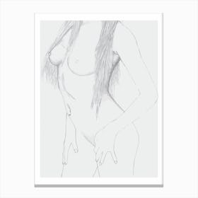 Grey Line Art Nude Woman Canvas Print