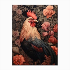 Dark And Moody Botanical Rooster 4 Canvas Print