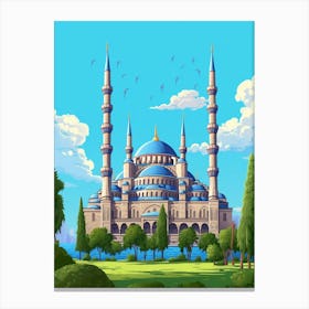 Blue Mosque Sultan Ahmed Mosque Pixel Art 5 Canvas Print