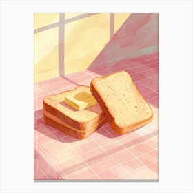Pink Breakfast Food Bread And Butter 3 Canvas Print