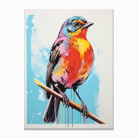 Andy Warhol Style Bird Robin 2 Canvas Print