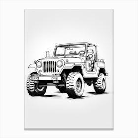 Jeep Wrangler Line Drawing 17 Canvas Print