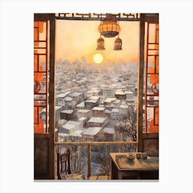 Winter Cityscape Beijing China 6 Canvas Print