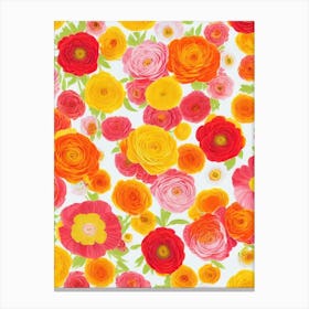 Ranunculus Floral Print Warm Tones 1 Flower Canvas Print