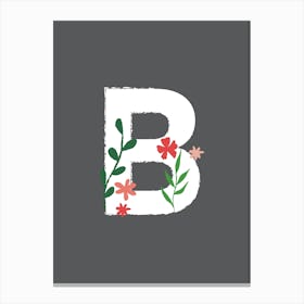 Bedroom Decor White Floral Letters 02 Canvas Print