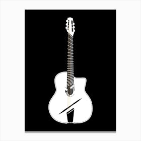 Black and White Minimalist Acoustic Guitar Illustration 2 Canvas Print