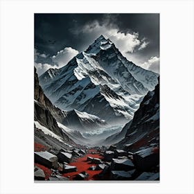 Snowy Mountain Landscape Everest: A Symphony in Snow and Stone Canvas Print