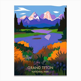 Grand Teton National Park Travel Poster Matisse Style 1 Canvas Print