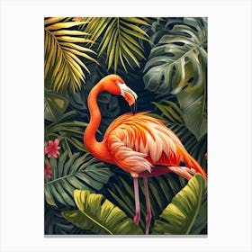 Greater Flamingo Greece Tropical Illustration 6 Canvas Print