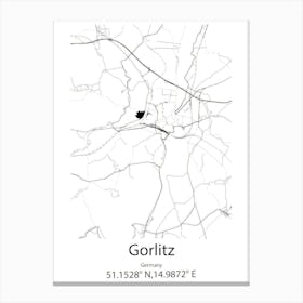 Gorlitz,Germany Minimalist Map Canvas Print