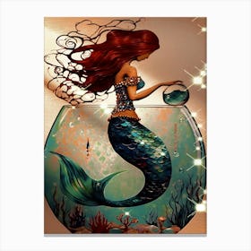 Mermaid In A Fishbowl Canvas Print