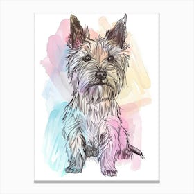 Pastel Skye Terrier Dog Line Illustration 1 Canvas Print