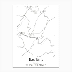 Bad Ems,Germany Minimalist Map Canvas Print