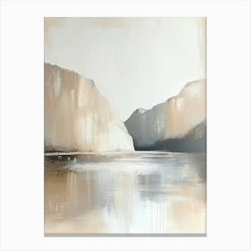 Contemporary Mountain Landscape Abstract Art In A Calm Beige And White Color Palette Canvas Print