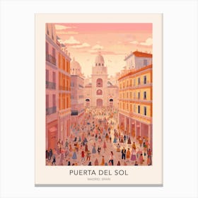 The Puerta Del Sol Madrid Spain Travel Poster Canvas Print