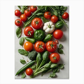 Fresh Vegetables Tomatoes Peppers Chilis Kitchen Wall Art 1 Canvas Print