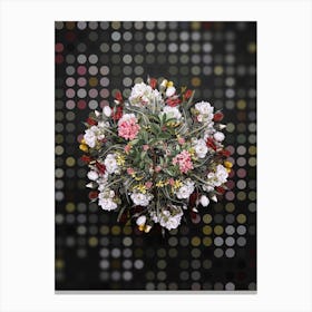 Vintage Hairy Alpenrose Flower Wreath on Dot Bokeh Pattern n.0413 Canvas Print