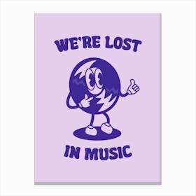 Groovy Retro Printable Poster "We're Lost In Music", Record Player Wall Art, Music Lover Gift, Vinyl Record Print Canvas Print