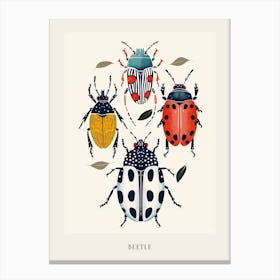 Colourful Insect Illustration Beetle 5 Poster Canvas Print