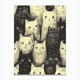 Perfectly Repeatable Artwork With Cute Cat Faces 46 Canvas Print