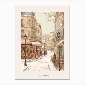 Vintage Winter Poster Paris France 7 Canvas Print