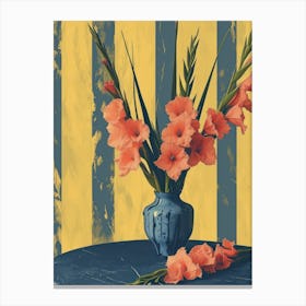 Gladiolus Flowers On A Table   Contemporary Illustration 3 Canvas Print
