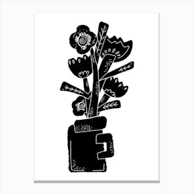 Flowers in a vase. Black graphics Canvas Print