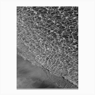 Where Sand And Water Meet Black And White Canvas Print