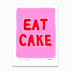 Eat Cake Pink Food Canvas Print