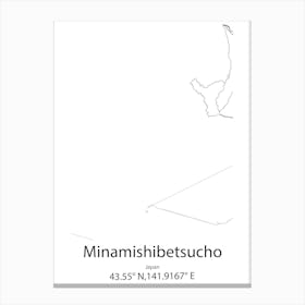 Minamishibetsucho,Japan Minimalist Map Canvas Print