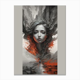 Girl In A City Canvas Print