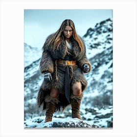 Viking Woman in Fur - Portrait Canvas Print