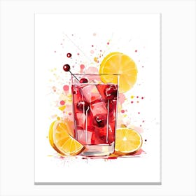 Watercolour Sangria Floral Infusion Cocktail 4 Canvas Print