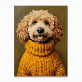 Goldendoodle Wearing Sweater Canvas Print