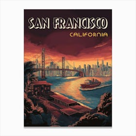 San Francisco Skyline with Golden Gate Bridge Poster Canvas Print