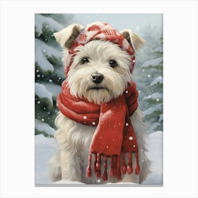 Westie In The Snow Canvas Print