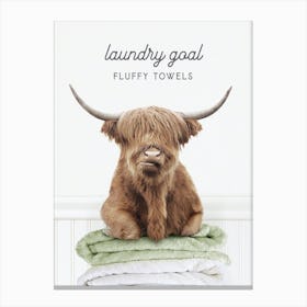 Highland Cow Laundry Goal Fluffy Towels Canvas Print