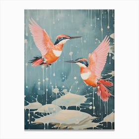 Vintage Japanese Inspired Bird Print Kingfisher 1 Canvas Print