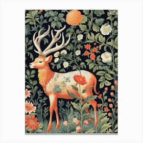 Deer In The Forest William Morris Canvas Print