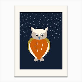 Cute Little Owl And Stars Canvas Print