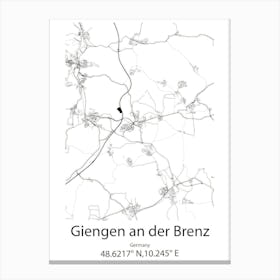 Giengen An Der Brenz,Germany Minimalist Map Canvas Print