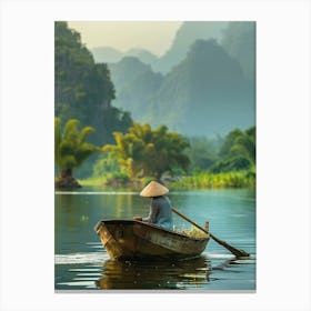 Boat On A River 1 Canvas Print