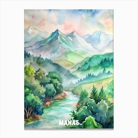 Manas National Park India Watercolor Painting Canvas Print