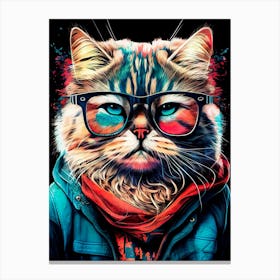 Cat With Glasses animal 1 Canvas Print