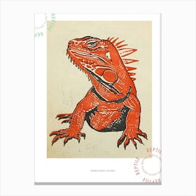 Red Rhinoceros Iguana Bold Block 1 Poster Canvas Print